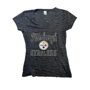 NFL team t shirt women medium Pittsburgh Steelers Grey And Black Size M
